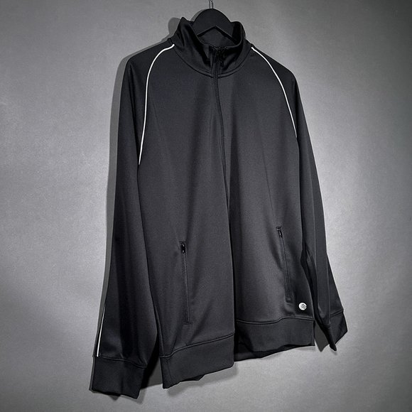NWT Solaris Black Reflective Trim‎ Moisture Wicking Iconic Track Jacket Size XLT - Picture 1 of 12